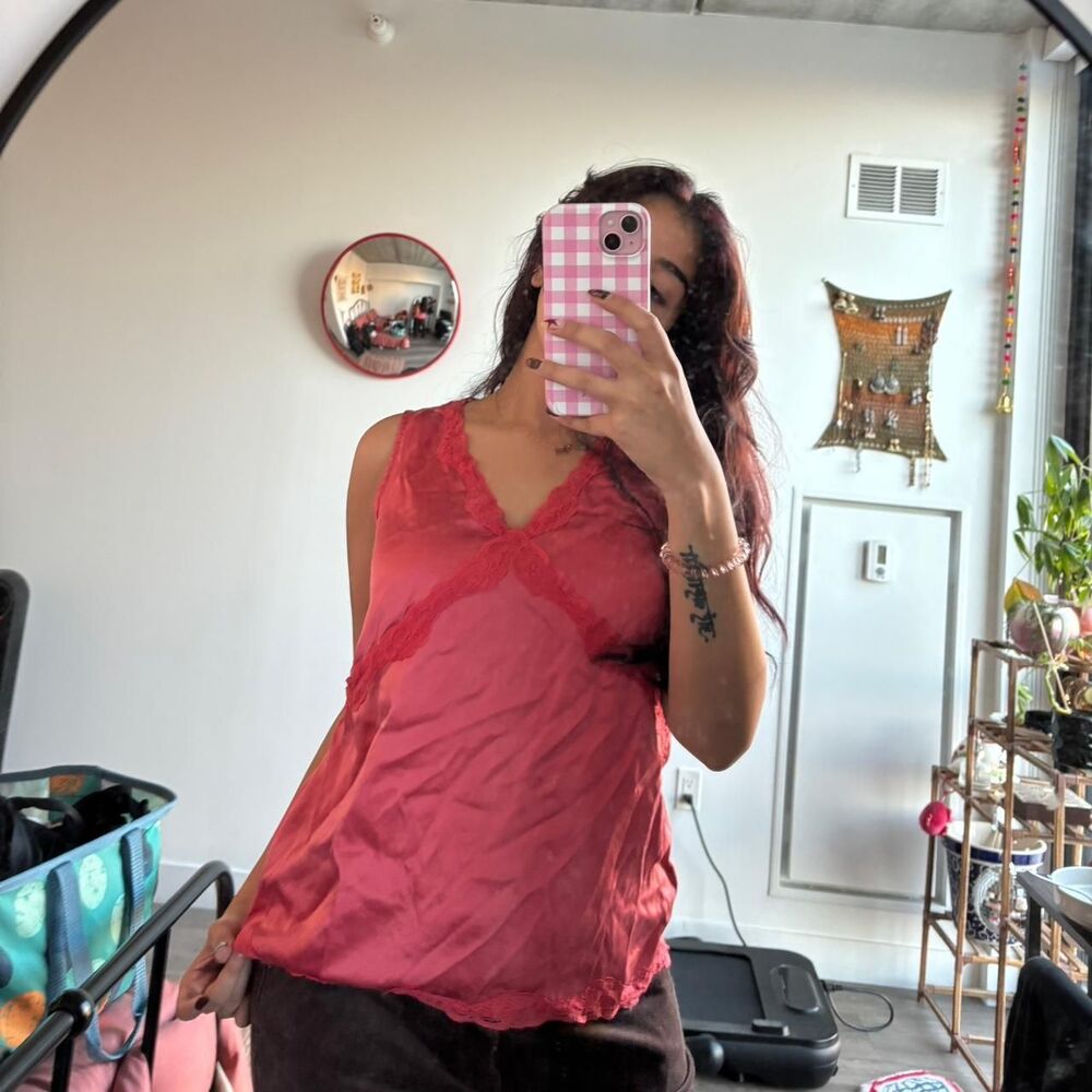 Liz-claiborne Women's Red and Pink Satin top